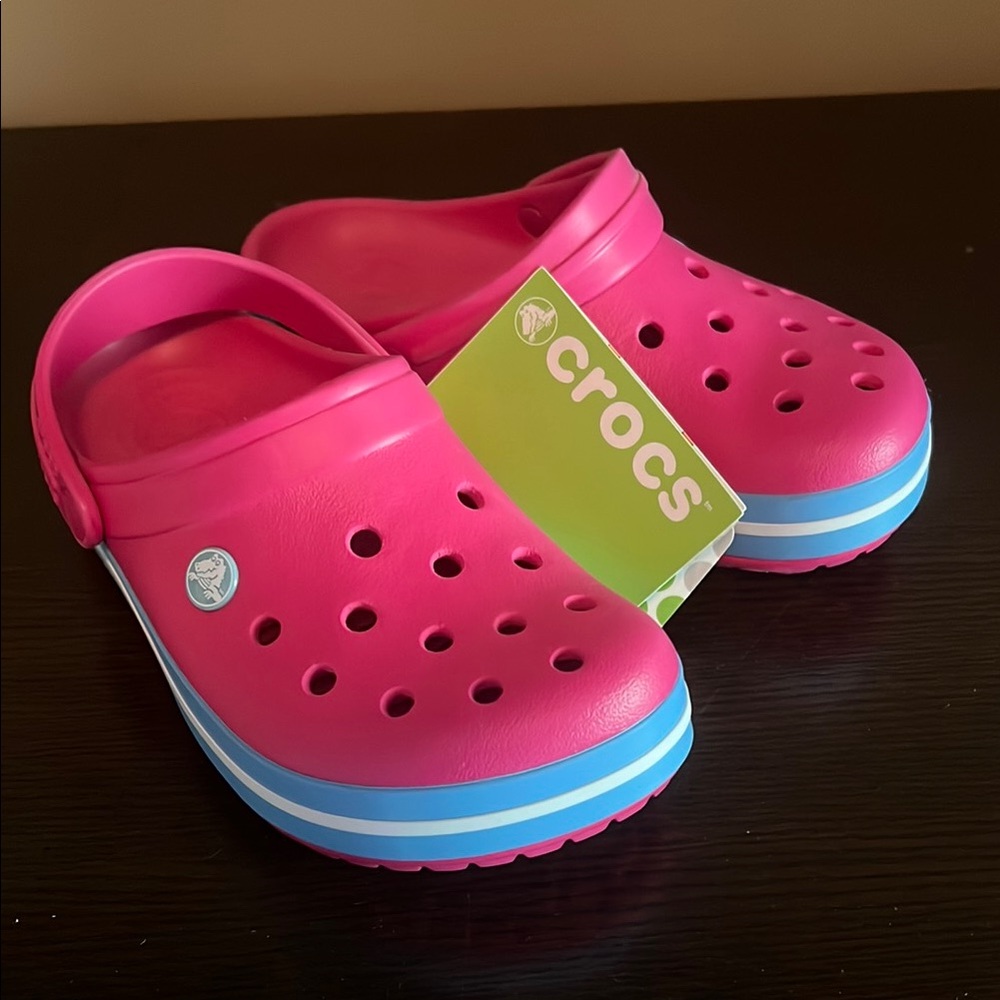 CROCS Pink and Blue Water Shoes with Ventilation
